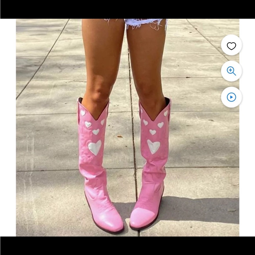 Pink Boots w/ White Hearts